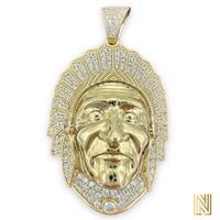 1.96” 14K Yellow Gold Native Chief Pendant