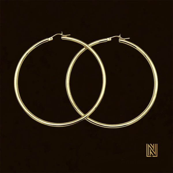 2.8” 10k Yellow Gold Hoop Earrings