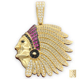 1.67” 14k Yellow Gold Native Chief Pendant
