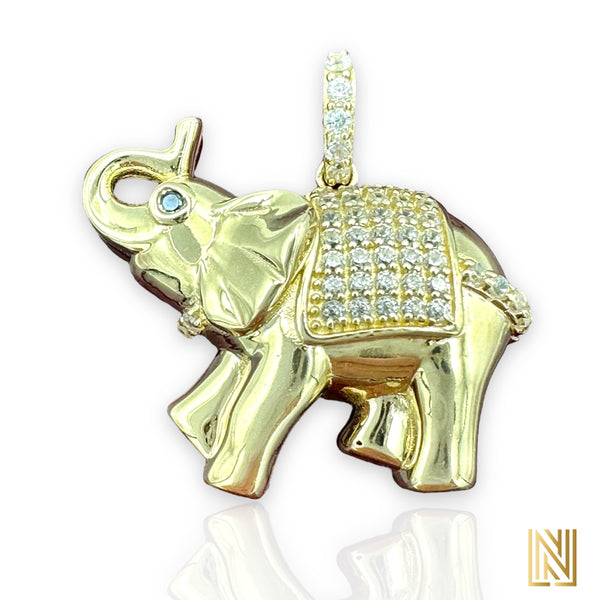 1” 14K Yellow Gold Elephant Pendant