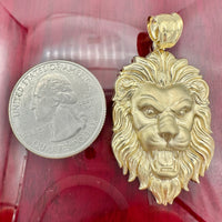 1.85” 14k Yellow Gold Lion Head Pendant