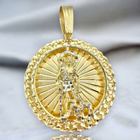 3.47” 14K Gold Handmade Solid Saint Lazarus Medallion