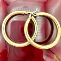 14k Yellow Gold Plain Hoop Earrings (3 sizes)