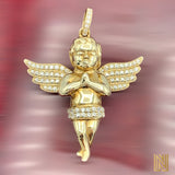 1.75” 10K Gold C/Z 3D Angel Pendant