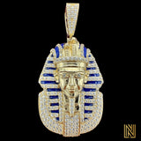 2.1” 14K Yellow Gold Enameled King Tut Pharaoh Pendant