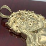 10K Yellow Gold Jesus Face Pendant (3D Thorns)