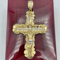 3.45” 10K Gold Nugget Crucifix Pendant