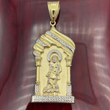 Large 10K Two-tone Gold Saint Lazarus Pendant