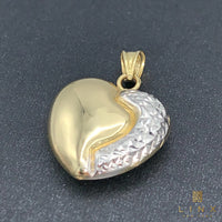 14K Yellow Gold Reversible Puffed Heart Charm
