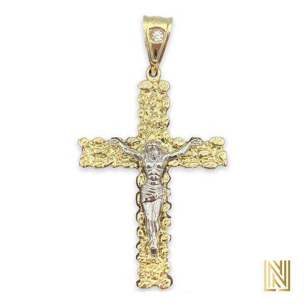 Extra Large 10k Gold Nugget Crucifix Pendant