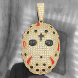 1.9” 14k Yellow Gold Jason Mask Pendant