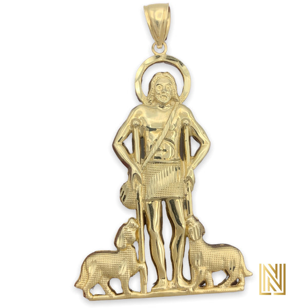 2.75” 14K Yellow Gold Saint Lazarus Pendant